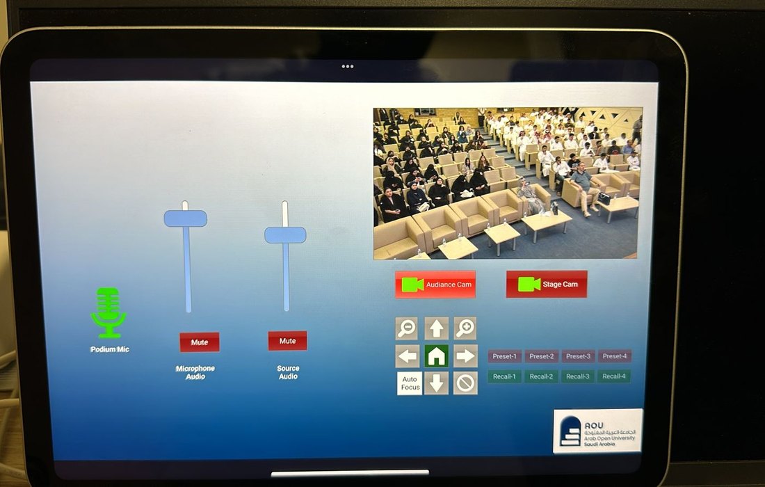 The customised iPad control interface